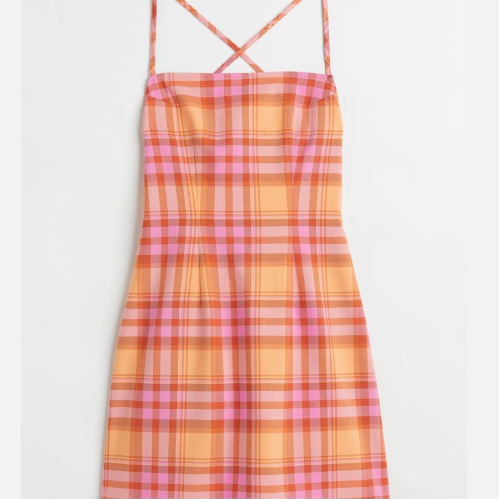 NWT Plaid backless summer dress